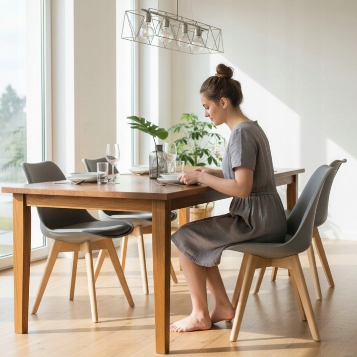 Krzesło Skandynawskie Tapicerowane do Salonu Jadalni Grafitowe ATTE