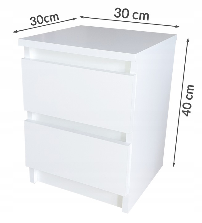 Szafka nocna, dwie szuflady stolik nocny, biała, salon sypialnia biuro