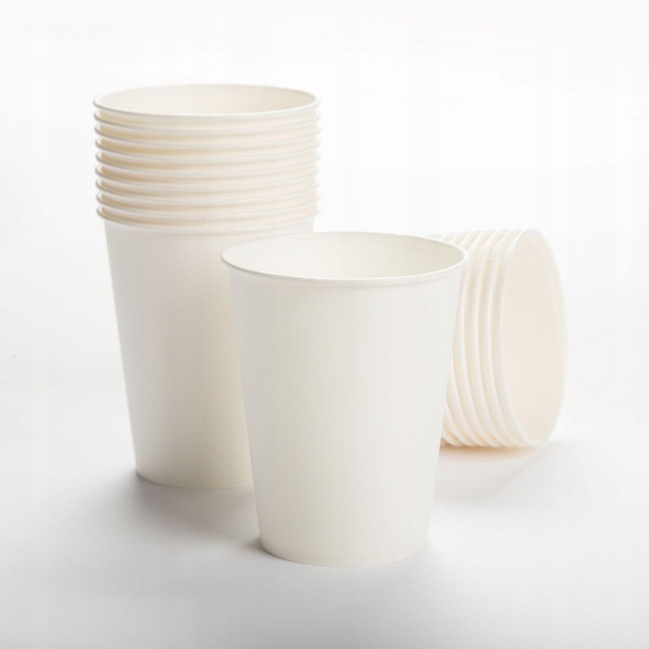 Kubki jednorazowe 100% papier białe do kawy 250ml 100szt bez dopłaty SUP
