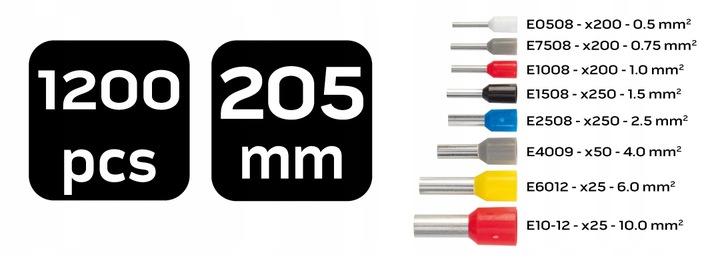 Szczypce do zaciskania końcówek 205mm zaciskarka konektorów + 1200