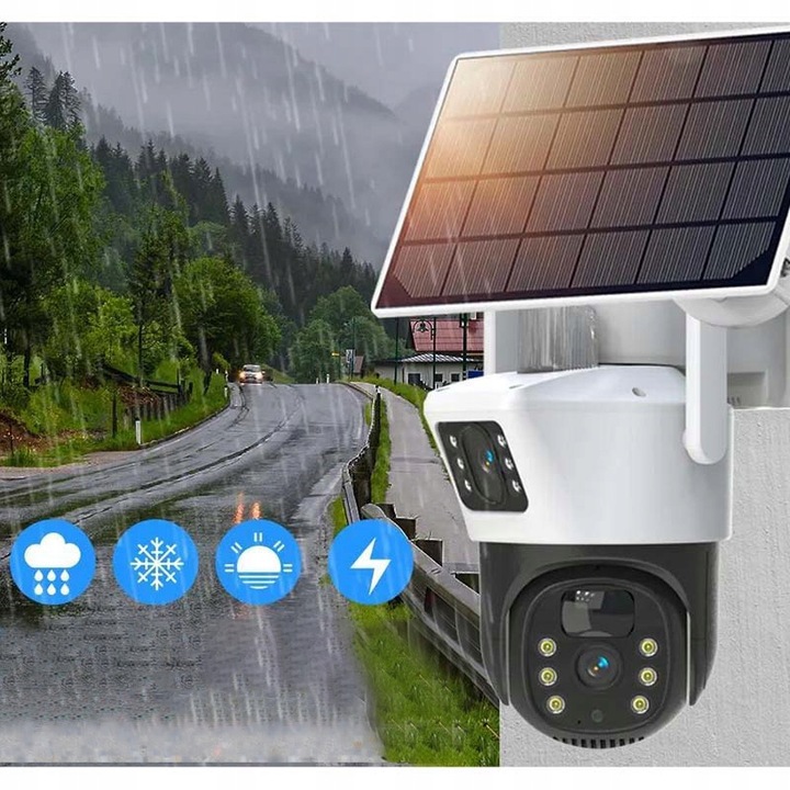 PODWÓJNA KAMERA SOLARNA 2W1 WIFI 2X4MP ZEWNĘTRZNA OBROTOWA BEZPRZEWODOWA
