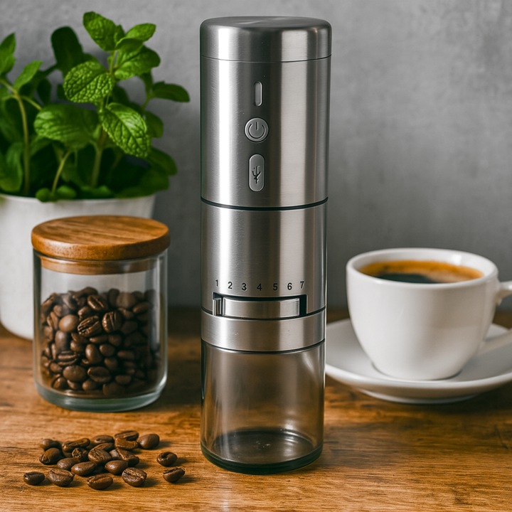 MŁYNEK DO KAWY ELEKTRYCZNY AKUMULATOROWY USB C MŁYNEK DO KAWY ZARNOWY