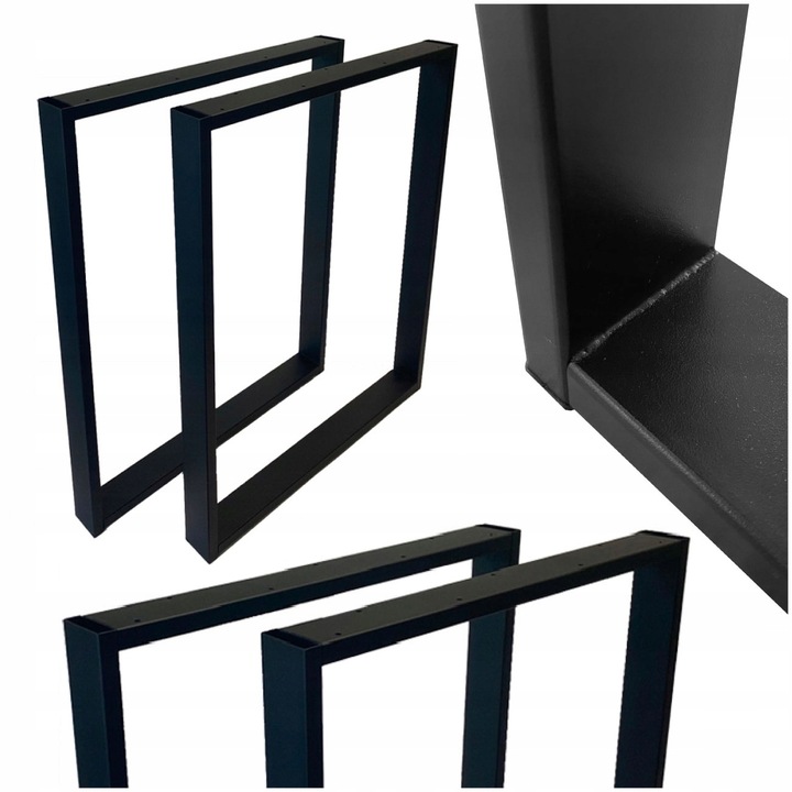 NOGI DO STOŁU BIURKA METALOWE CZARNE 60x72 CM PROFIL 6x2 CM LOFTOWE 2