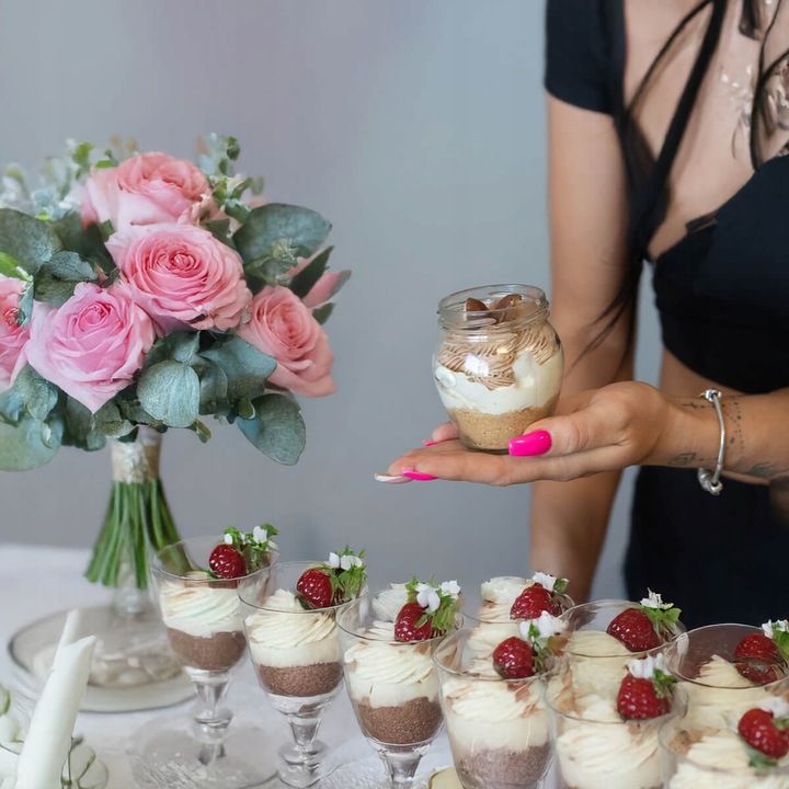 20x POJEMNIKI NA DESERY 150ml Słoik SZKLANY AMFORA Na Deserki Do