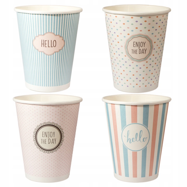 KUBKI PAPIEROWE DO KAWY - PASTELE MIX 250ML 100 SZTUK DO ZIMNYCH I GORĄCYCH