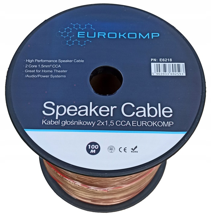 PROFESJONALNY KABEL PRZEWÓD GŁOŚNIKOWY 2x1,5mm CCA HQ 100m.