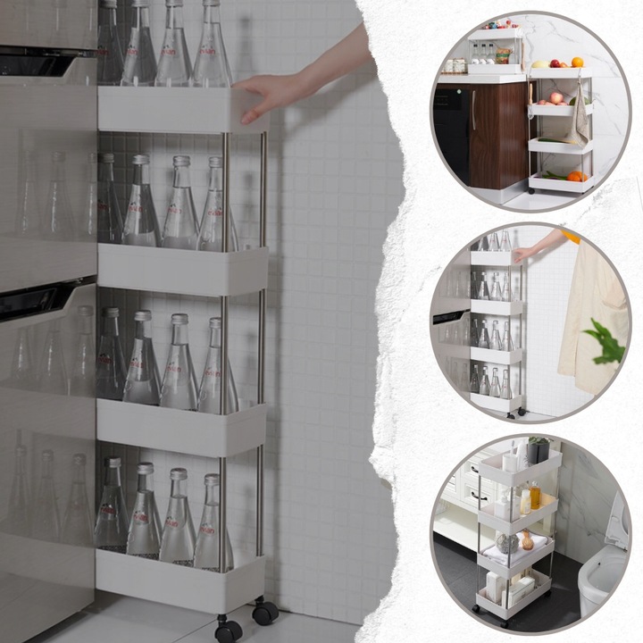 PÓŁKA ŁAZIENKOWA KUCHENNA SZAFKA NA KÓŁKACH REGAŁ 4 POZIOMOWY Z