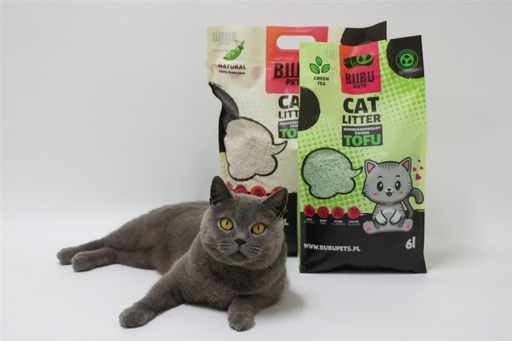 Żwirek Tofu dla Kotów ZIELONA HERBATA BuBu Pets 2,5kg zbrylający biodegrad