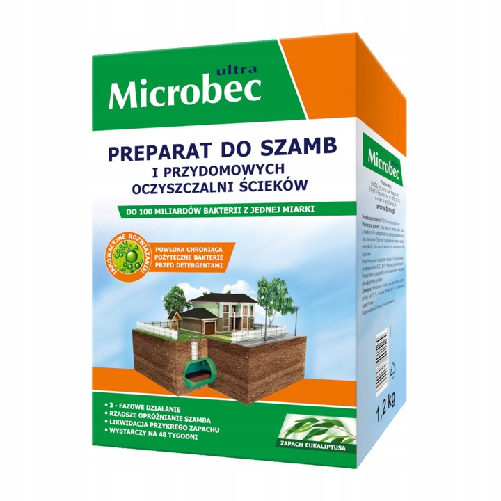 MICROBEC ULTRA PREPARAT BAKTERIE DO SZAMBA OCZYSZCZALNI EUKALIPTUS 1,2