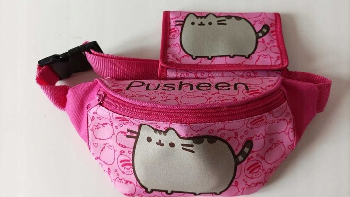 GRUBY KOTEK Saszetka Nerka + Portfel Różowy Na Prezent