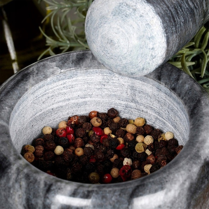 Moździerz KAMIENNY GRANITOWY kuchenny do ucierania przypraw z