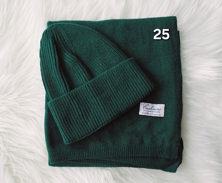 Szal + czapka 50 % kaszmir 50 % wełna : komplet