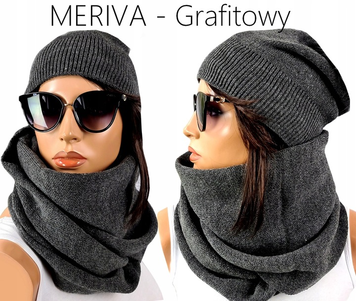 POLSKI KOMPLET CZAPKA + DUŻY KOMIN CIEPŁY - KOLORY