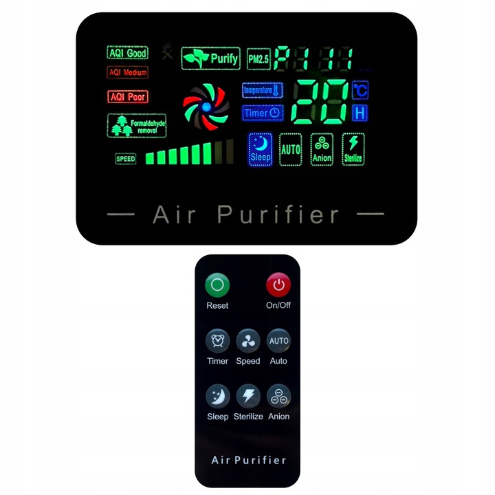 Duży AUTOMATYCZNY OCZYSZCZACZ POWIETRZA HEPA + jonizacja sterylizacja