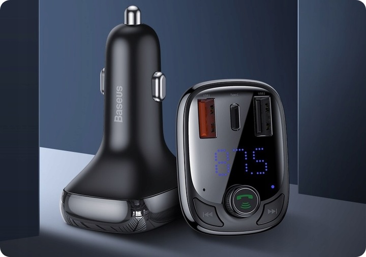 BASEUS TRANSMITER FM BLUETOOTH SZYBKA ŁADOWARKA 3x USB USB-C 36W PD QC