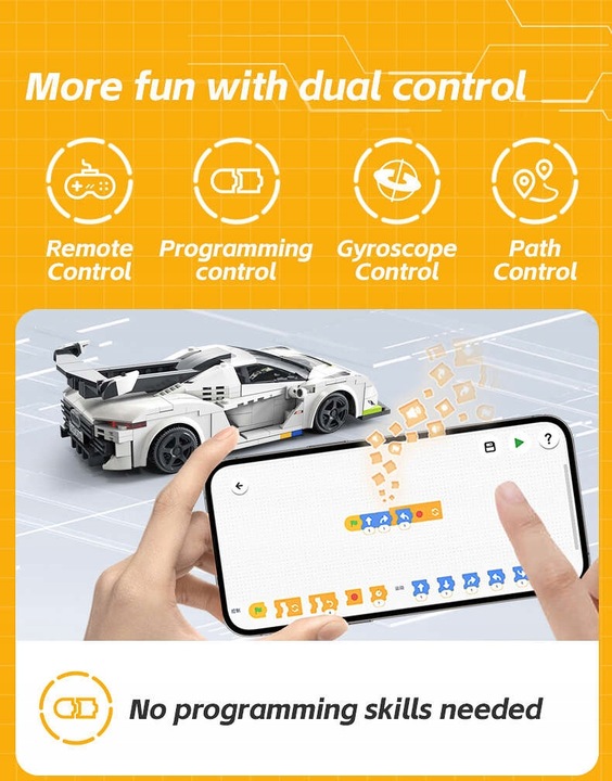 KLOCKI CADA ZDALNIE STEROWANY SAMOCHÓD WYŚCIGOWY AUTO FANTASMA 322 EL. DUAL