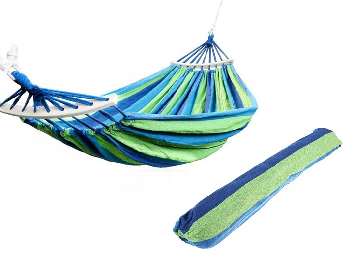 DUŻY HAMAK OGRODOWY NA STELAŻU 2-OSOBOWY WISZĄCY BUJAK HUŚTAWKA + POKROWIEC