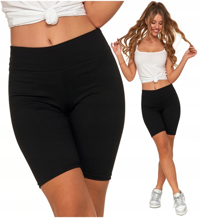 Kolarki Damskie Legginsy Szorty w Prążek Kryjące Wysoki Stan MORAJ L/XL