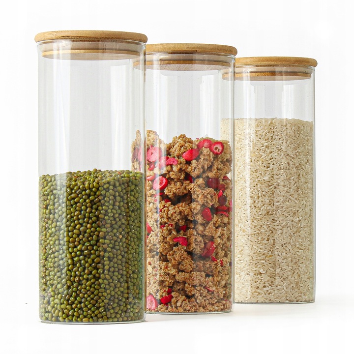 6 Pojemnik słoik szklany 1500ml kuchenny na produkty sypkie makaron żywność
