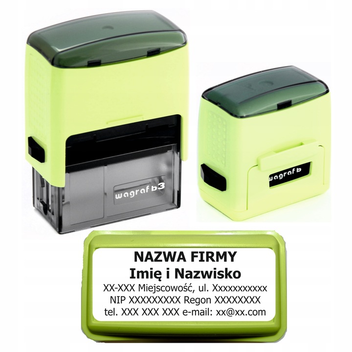 Pieczątka firmowa Wagraf B3s do 6 linii tekstu 12-kolorów obudowy