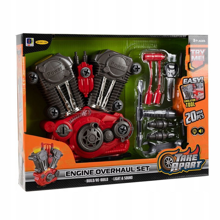 Mały Mechanik Silnik do Rozkręcania i Skręcania światło LED Dźwięk Silnika