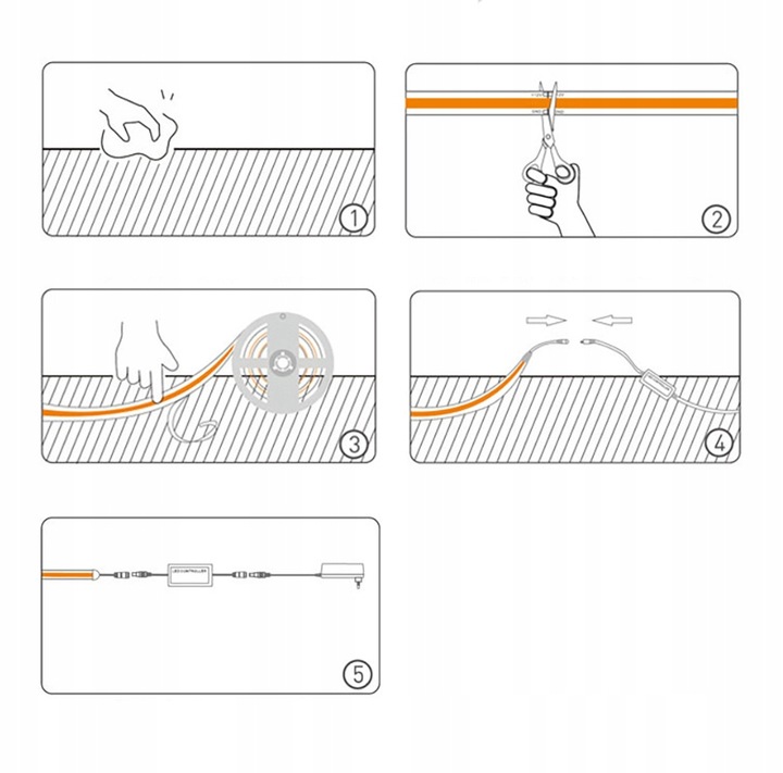Zestaw Taśma LED Neon COB 24V 5m 3000K BIAŁA CIEPŁA ZASILACZ 60W PILOT