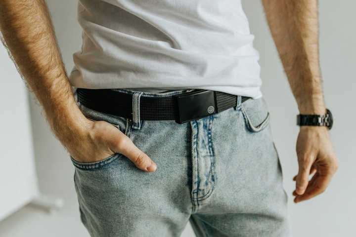 BETLEWSKI pasek męski parciany materiałowy do spodni jeansów pas