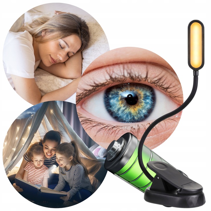 LAMPKA DO CZYTANIA KSIĄŻEK USB LAMPKA NOCNA Z KLIPSEM ZDROWA DLA OCZU 8 LED