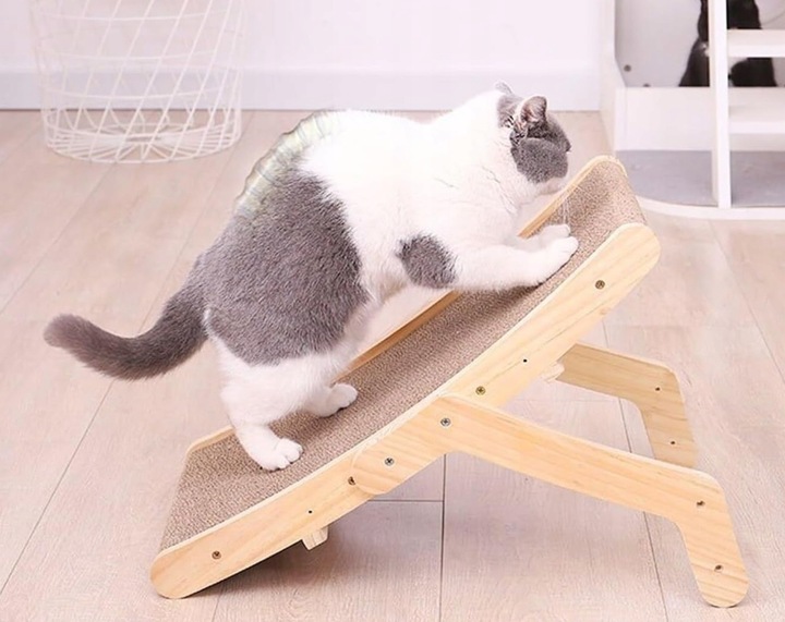 Drapak drewniany dla kota legowisko leżanka 2w1 mata do drapania (F066)