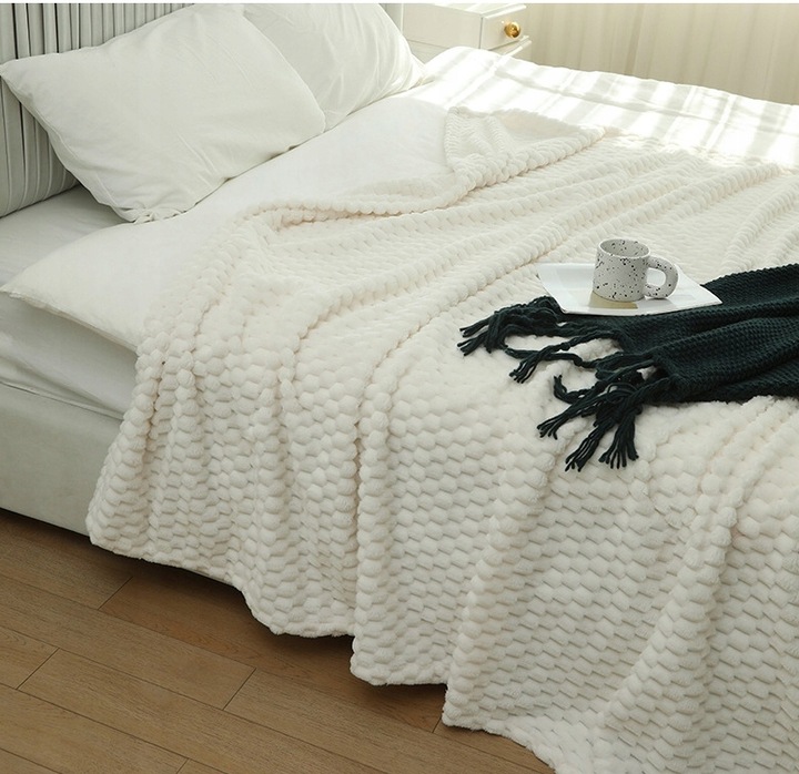 GRUBY CIEPŁY MIĘKKI KOC WYTŁACZANY 160x200cm PLED NARZUTA WZORY KOLORY