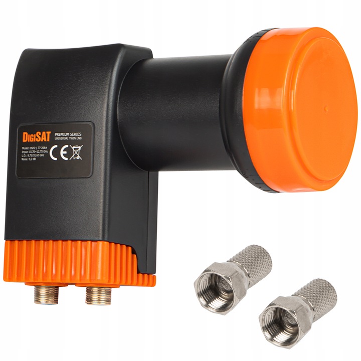 KONWERTER SATELITARNY TWIN DS2 HD 4K PODWÓJNY 2 GNIAZDA 2x WTYK F