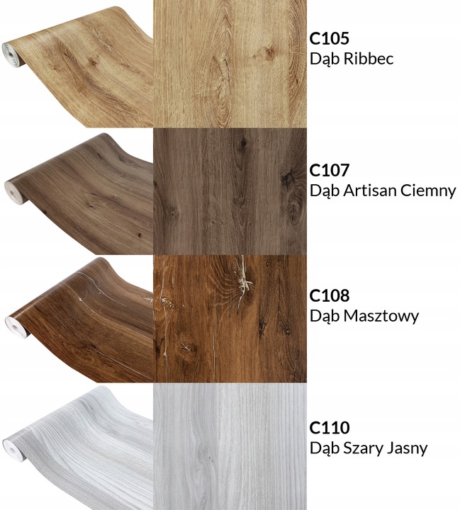 Okleina Drewnopodobna DĄB Folia Meblowa Klejowa 90x210cm Wzory Do