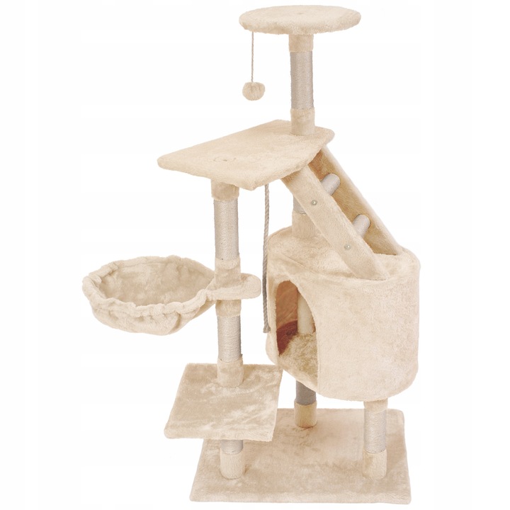 DRAPAK DLA KOTA WIEŻA LEGOWISKO DOMEK Z ZABAWKAMI BEŻOWY DUŻY XXL 120 cm