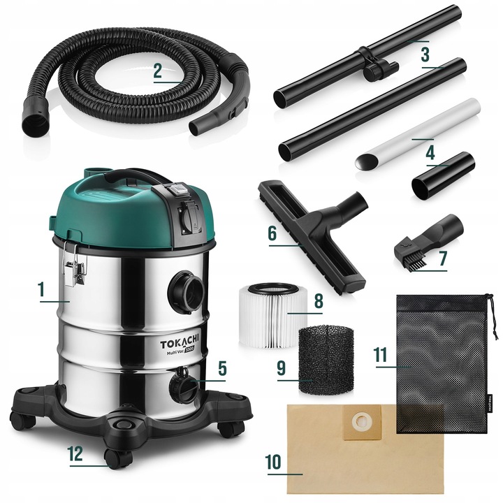 MOCNY ODKURZACZ PRZEMYSŁOWY SUCHO MOKRO GNIAZDKO 3300W HEPA GIPS POPIÓŁ