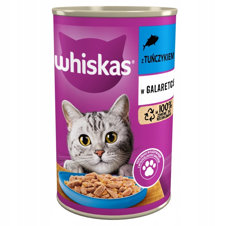 WHISKAS TUŃCZYK GALARETKA 9,6kg 24x400g Puszka Karma Mokra Dla Kotów Kota
