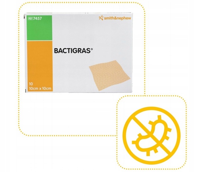 Opatrunek parafinowy z chlorhexydyną Smith&Nephew Bactigras 10x10cm 10 szt.