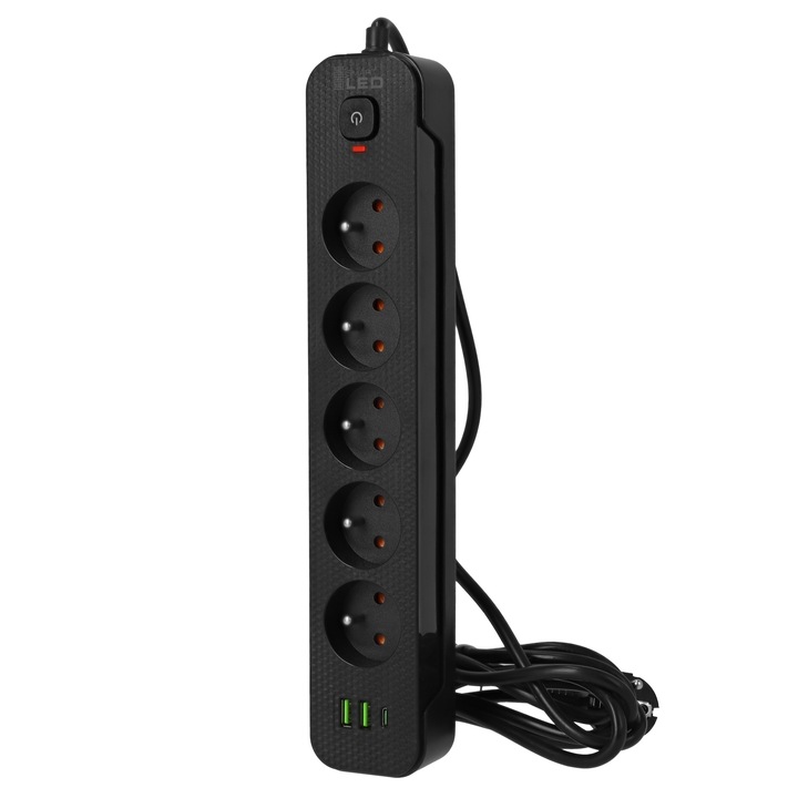 Przedłużacz Listwa Zasilająca Siec 3M 5 Gniazd 230V + 3X USB Ładowarka