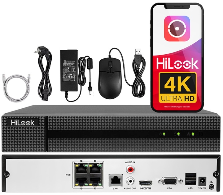 Rejestrator IP PoE NVR-104MH-C/4P HiLook by Hikvision do 8Mpx 4 Kanały