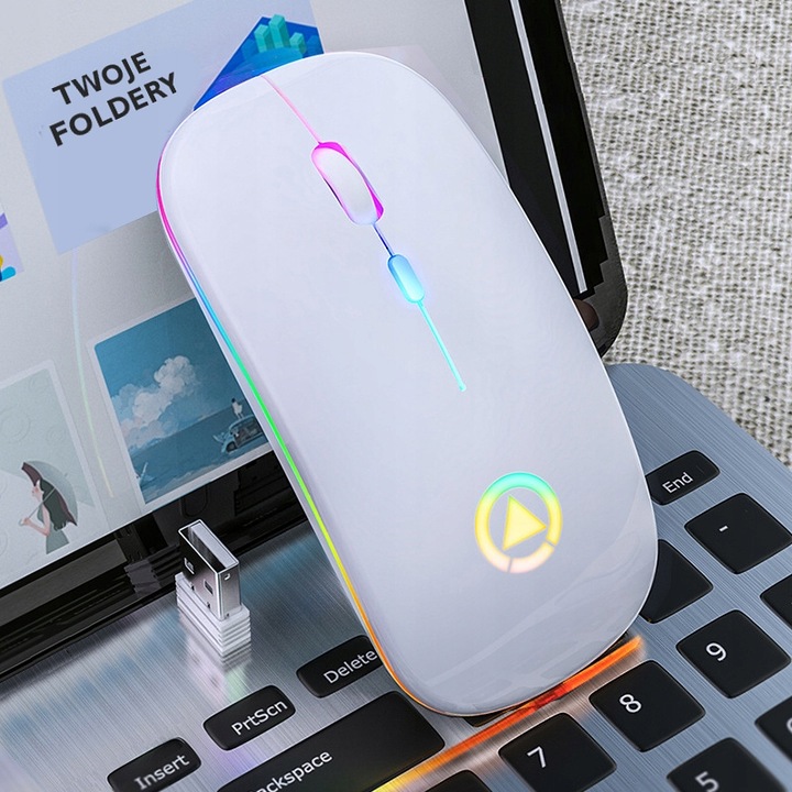 MYSZKA BEZPRZEWODOWA MYSZ OPTYCZNA SLIM LED CICHA BEZKLIKOWA 1600dpi