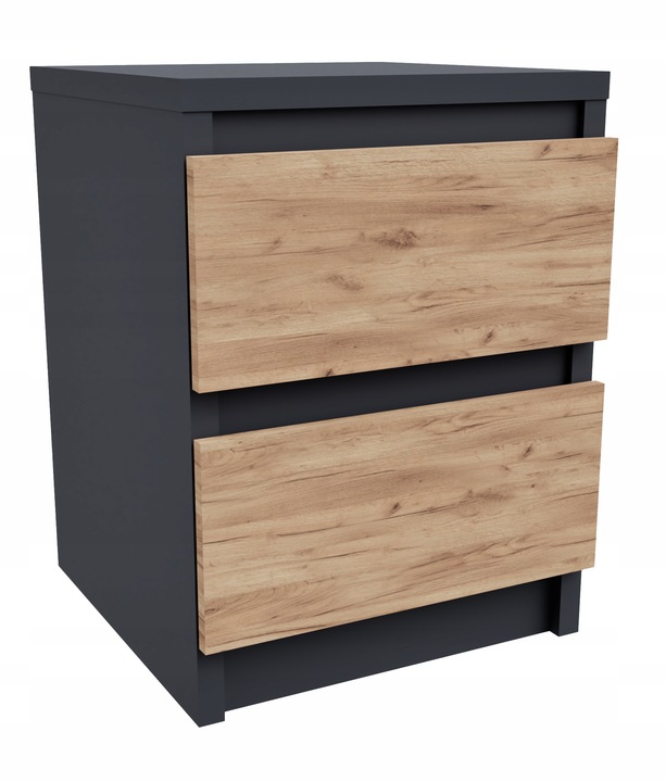 Szafka nocna 2 szuflady komoda stolik nocny Antracyt + Craft