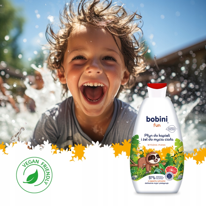 BOBINI Fun Płyn do Kąpieli Żel do Mycia dla Dzieci 2w1 Maxi Piana MIX 4x500