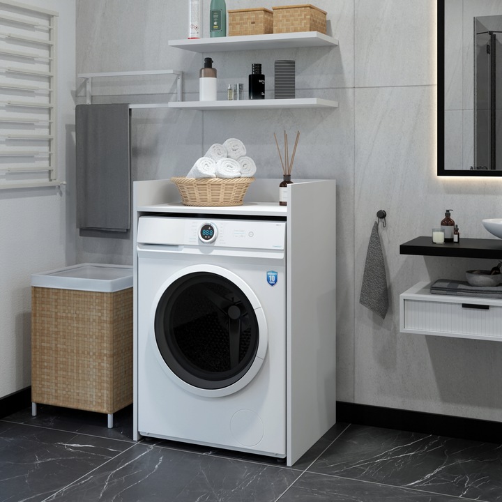 SZAFKA NA PRALKE ŁAZIENKOWA BIAŁA SŁUPEK REGAŁ