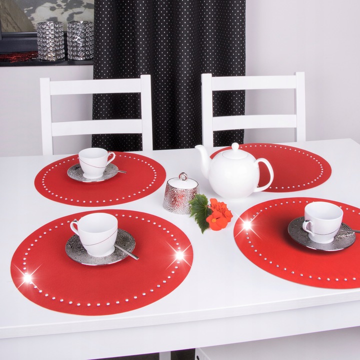 Podkładka dekoracyjna GLAMOUR koło 40 cm czarna srebro