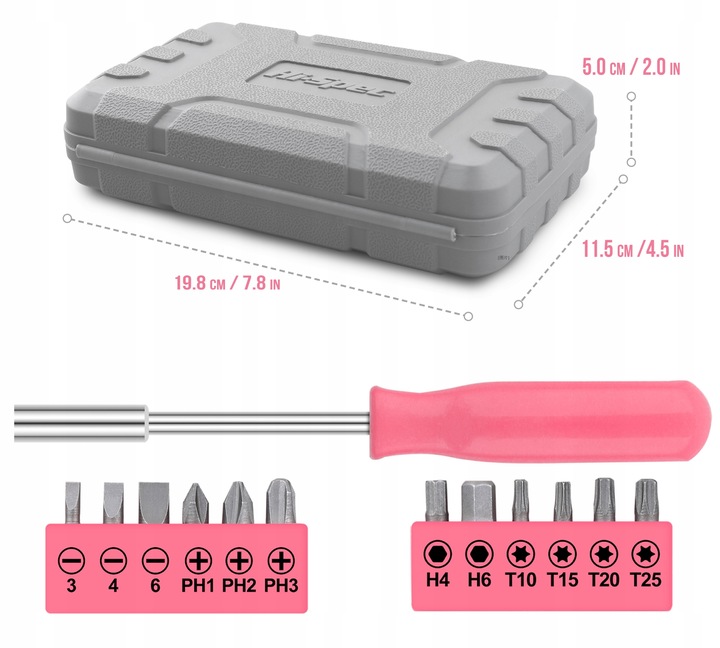 Hi-Spec 24pc różowy mały zestaw narzędzi ręcznych do naprawy DIY