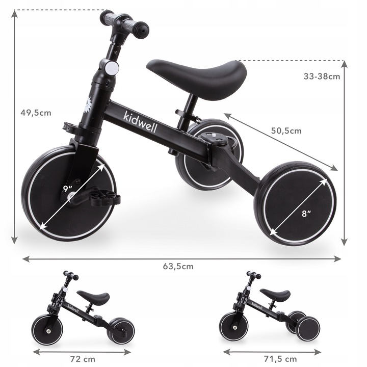 Rower 3w1 biegowy trójkołowy jeździk Kidwell Pico
