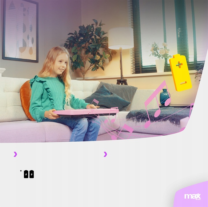 Keyboard dla dziewczynki 49 klawiszy akumulator/ mikrofon KD49P Max różowy