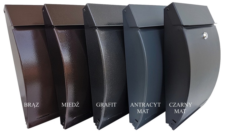 SKRZYNKA POCZTOWA NA LISTY ANTRACYT - KOLORY - NUMER DOMU, ULICA, NAPIS (W)