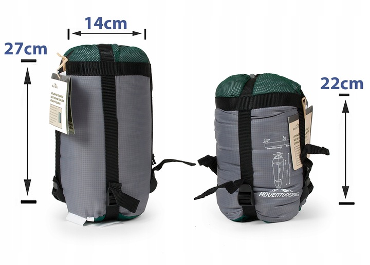 ADVENTURIDGE LEKKI ŚPIWOR KOPERTA KOŁDRA 700g WORKEK KOMPRESYJNY Do -4°C