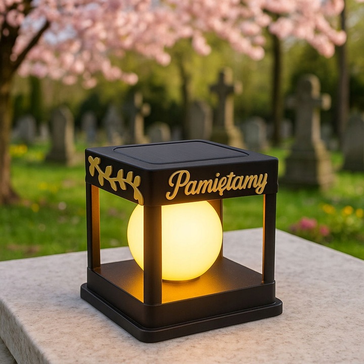 Znicz solarny LED wieczny lampion NA GRÓB statuetka CMENTARZ dekoracja