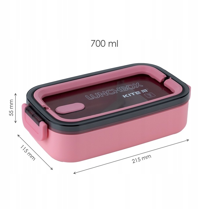 LUNCH BOX ŚNIADANIÓWKA DO SZKOŁY PRZEGRÓDKI 700ml RÓŻOWA KITE